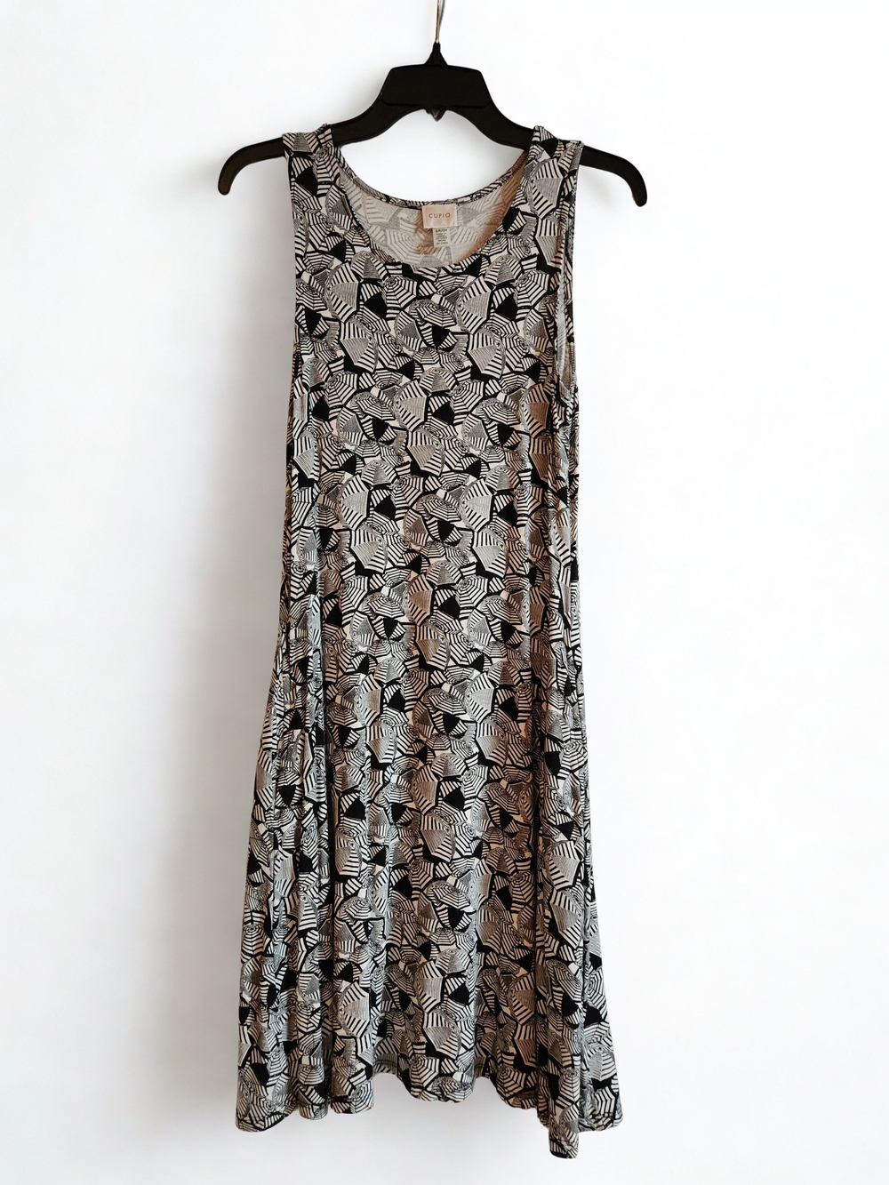 Cupio Black & White Umbrella Print Midi Tank Dress - SzS -Boho Casual